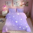 thumbnail image 1 of Psoiuetr Gradient Butterfly Glitter Bedding Set for Kids Girls Teens Queen Size Galaxy Rainbow Comforter Set Pink Purple 3Pcs, 1 of 7