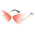 thumbnail image 1 of Gradient Butterfly Lens Rimless Sunglasses Designer Summer Shades Tinted Eyewear Gradient Pink, 1 of 7