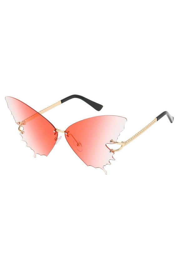 Gradient Butterfly Lens Rimless Sunglasses Designer Summer Shades Tinted Eyewear Gradient Pink