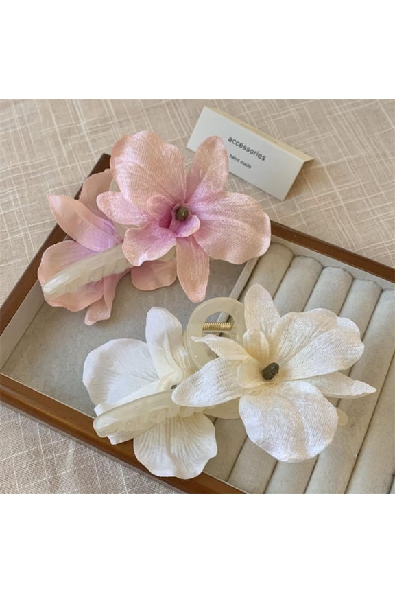 Gradient Butterfly Orchid Hair Claw Clip Summer Clip Faux Flower Headpiece for Women Elegant Style Hair Accessory