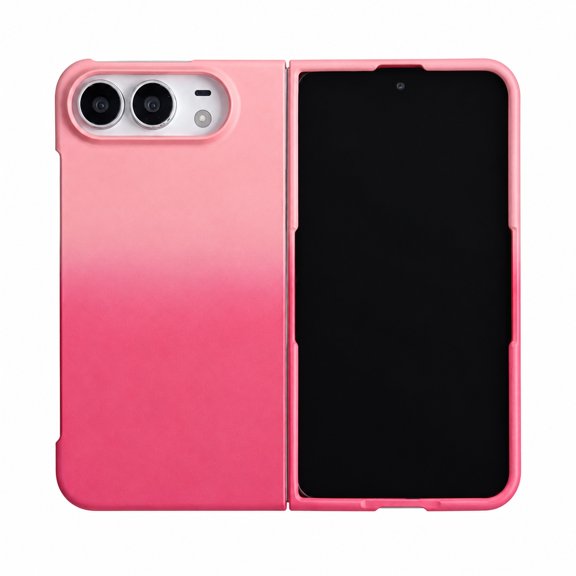 Gradient Case For Apple iPhone Duo, Slim Hard PC Protective Cover With Magnetic Ring Design, Raised Camera Protection, Lightweight Resistant Case, Stylish Gradient Back Cover,Pink + Rose Red