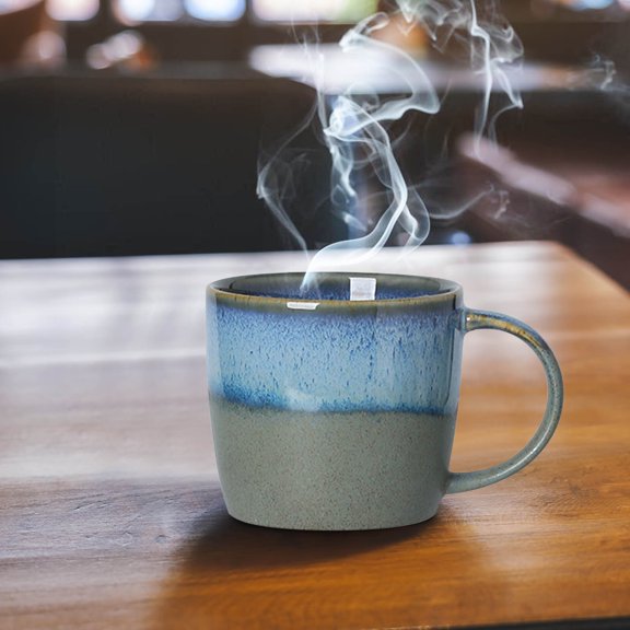 Gradient Ceramic Coffee Mug, Creative Two Tone Drink Cup with Smooth Color Fade, Everyday Ceramic Mug for Coffee, Tea, Cocoa and Water at Home, Kitchen, Office Desk and Tabletop, F