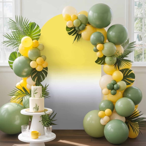 Gradient Color Arch Backdrop Cover, 6FT, Yellow to White Greyish Spandex Arch Covers Double-Sided Backdrop for Wedding Birthday Party Photo Background Decoration