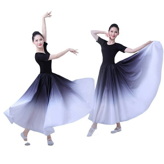 Gradient Color Balle Dancing Costumes Satin Silk Skirt