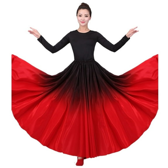 Gradient Color Balle Dancing Costumes Satin Silk Skirt