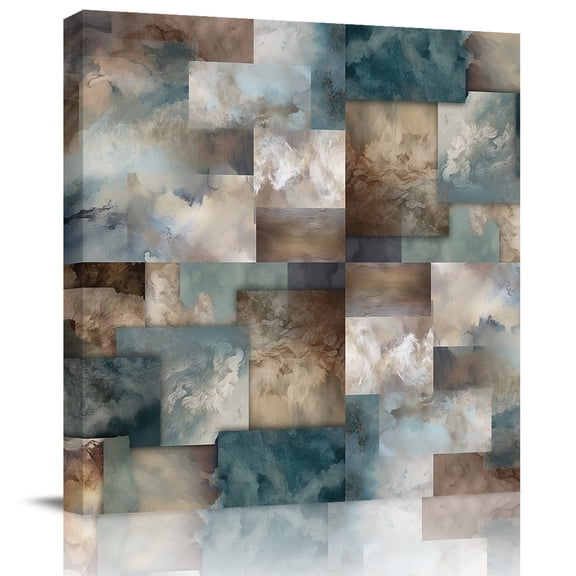 Gradient Color Block Abstract Art Canvas Artwork Painting Art, Twisted Line Modern Style Square Framed Wall Decorations Prints Picture for Bedroom Kitchen Living Room, 12x12 in