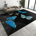 thumbnail image 1 of Gradient Color Butterfly Animal Area Rugs, Blue Green Insect On Black Background Apartment Carpet, Carpet Mat Non-Shedding Easy Cleaning Apply to Teen Room Decor Dining Room 4x6ft, 1 of 6
