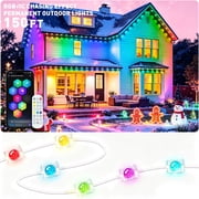 150ft Permanent Outdoor Lights Gradient Eave Lights RGB IC Control , With Remote Control Waterproof Roof Decor String Lights for House Eaves, Christmas Party Daily Home Decoration