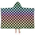 thumbnail image 1 of Gradient Color Checkered Pattern Hooded Bath Towel，50"x30" for Ages 3 To 12 Kids, Quick Dry Lightweight Soft Microfiber Hood Beach Towel Cover Up for Kids, 1 of 7