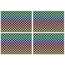 Gradient Color Checkered Pattern Summer Placemats Table Placemats Set Of 4-Linen Kitchen Washable Placemats Table Mats 11.8"x17.7" Non-Slip Heat Resistant