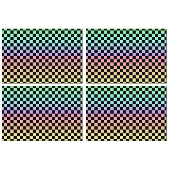 Gradient Color Checkered Pattern Summer Placemats Table Placemats Set Of 4-Linen Kitchen Washable Placemats Table Mats 11.8"x17.7" Non-Slip Heat Resistant