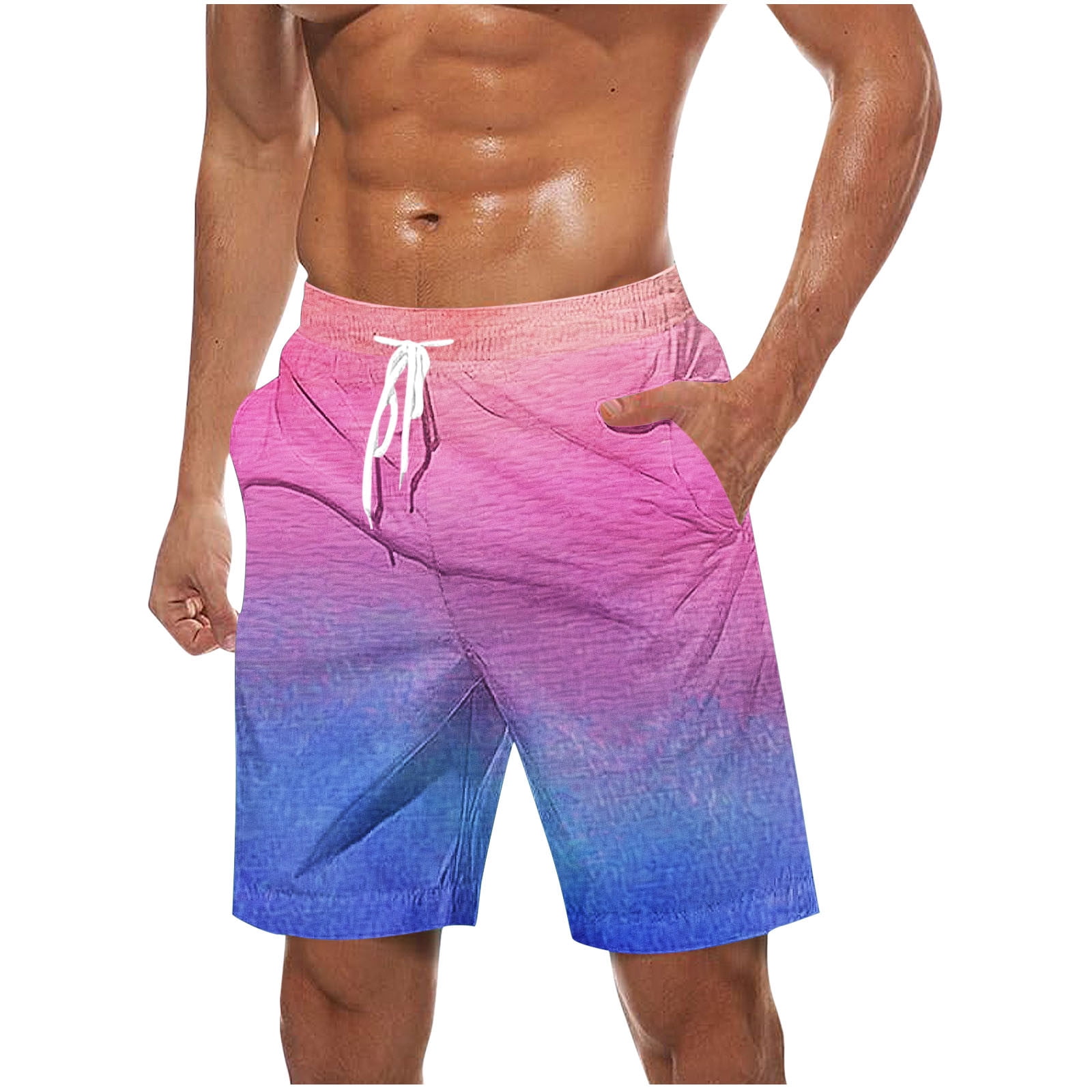 Gradient Color Fashion Swimming Beach Shorts for Men Stylish Swim ...