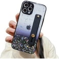 thumbnail image 1 of Gradient Color Glitter Wristband Stand Phone Case TPU Girls Fashion Shockproof Bumper for iPhone 11 14 Pro Max 13 12 Mini 7 8 14 Plus SE XS XR Back Cover(Black,iPhone 11 Pro Max), 1 of 7