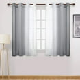 thumbnail image 1 of Gradient Color Grommet Semi Sheer Window Curtain 132x160cm, Linen Textured Two-Tone Light Filtering Drape, Reversible Stylish Panel for Bedroom Living Room Home Interior, 1 of 6
