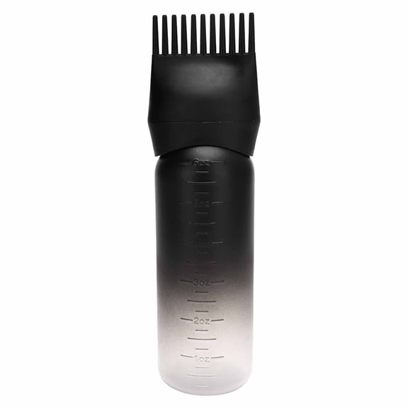 Gradient Color Hair Dye Bottle with Comb Applicator - Black - Root Comb Bottle Applicator 6 Ounce Oil Applicator for Hair Dye Hair Oiling Applicator with Graduated Scale, 1 Hair Dy Makeup Organizers
