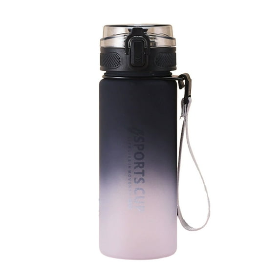 Gradient Color Large Capacity Portable Plastic Water Cup Students Straight Drinking Cup Men and Women Sports Cup(Black)