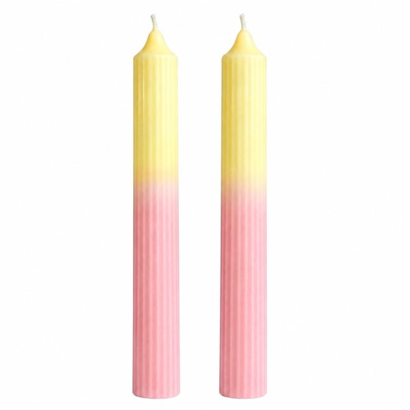 Gradient Color Long Taper Scented Candles, Striped Conical Stick Candles, Soy Wax Blend for Festival, Wedding, Anniversary and Romantic Home Decor-Gradient Yellow Pink