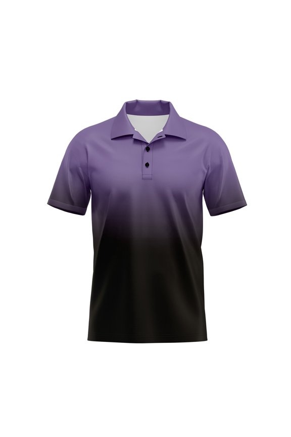 Gradient Color Men's Loose Casual Short Sleeved Lapel Shirt Large Sizes, Suitable for Sports