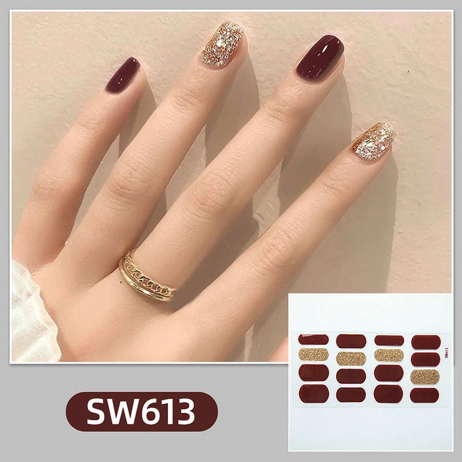 Gradient Color Nail Stickers Baking Free Salon Finished Nail Patch Full Cover Adhesive Nail Wraps DIY Nail Art Manicures Decors