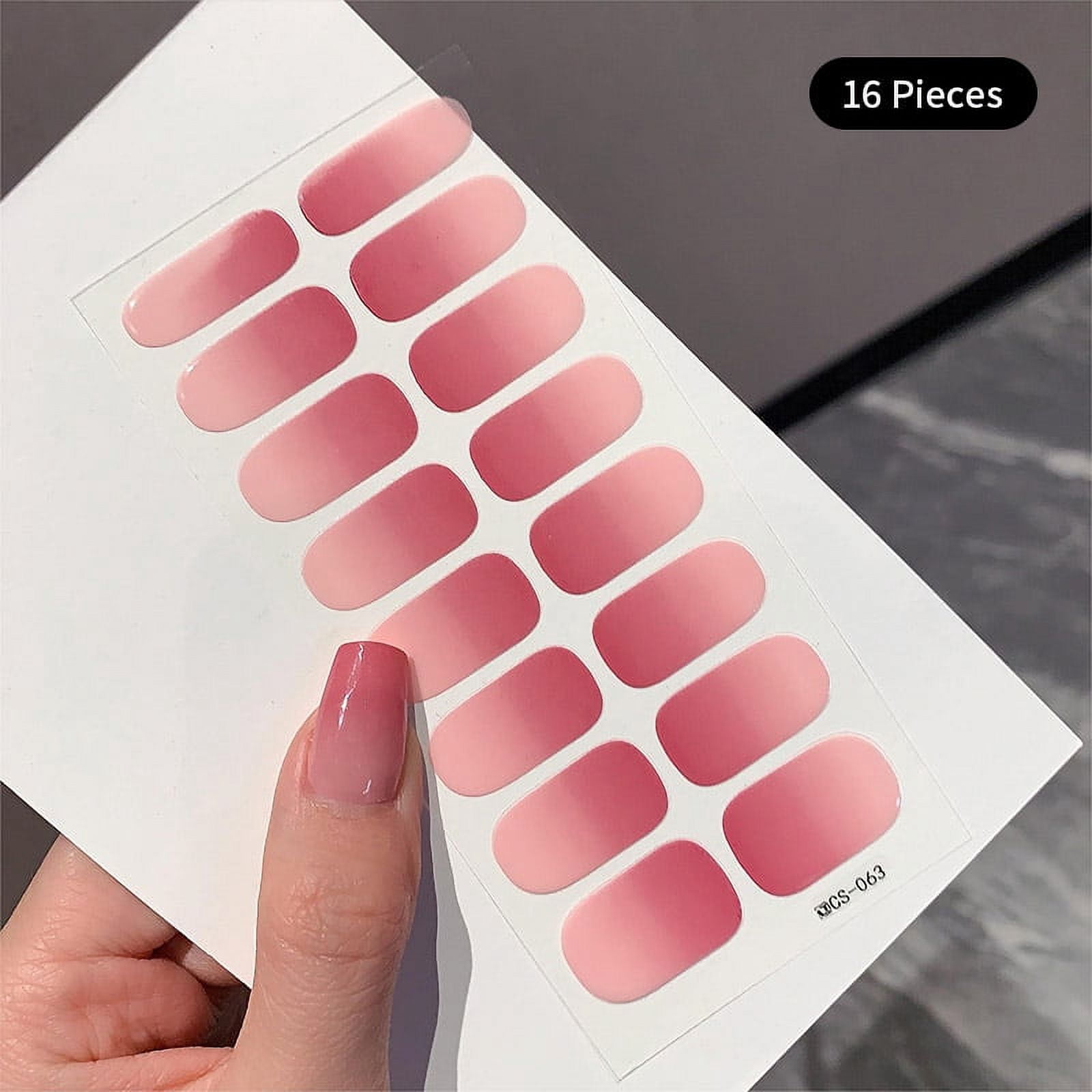 Gradient Color Nail Stickers Baking Free Salon Finished Nail Patch Full Cover Adhesive Nail Wraps DIY Nail Art Manicures Decors