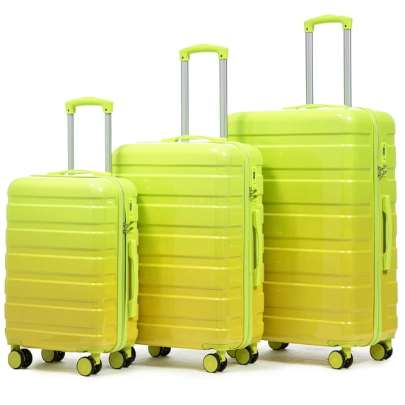 Gradient Color PC Spinner Wheel Luggage Set, 3-Piece Carry On Suitcase ...