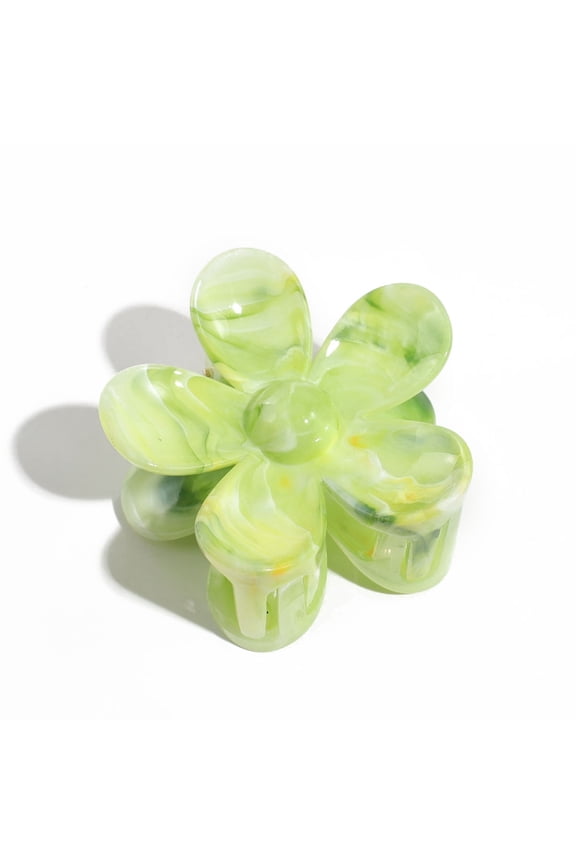 Gradient Color Plastic Claw Hair Clips for Women Girls Flower Green Yellow 73x70mm