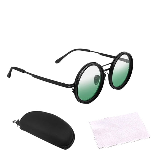 Gradient Color Polarized Round Sunglasses with Adjustable Tint ND9 Stepless Mechanism for Outdoor Activities Flexible and Lightweight Design for All Ages