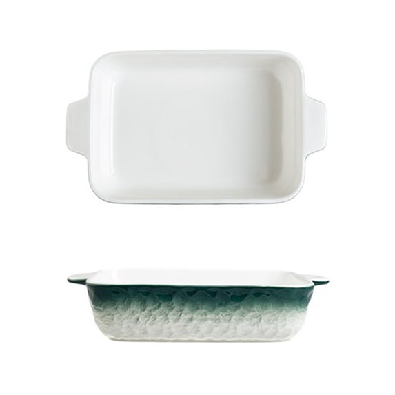 Gradient Color Rectangular Ceramic Baking Pan Double Handles Household Tableware Roasting Baked Rice