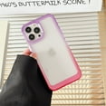 thumbnail image 1 of Gradient Color Shockproof Clear Phone Case TPU Compatible with iPhone 12 Pro, Drop Protection Transparent Anti-Scratch Slim Thin Back Cover Colorful Frame Wireless Charging, Purple+Rose, 1 of 10