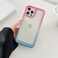 thumbnail image 1 of Gradient Color Shockproof Clear Phone Case TPU Compatible with iPhone 13 Pro, Drop Protection Transparent Anti-Scratch Slim Thin Back Cover Colorful Frame Wireless Charging, Rose+Blue, 1 of 10