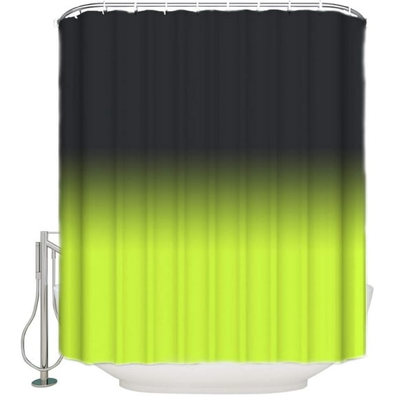 Gradient Color Shower Curtain Darkening Gray Lime Green Shower Curtains for Bathroom Curtain Sets with Hooks Waterproof Fabric Bath Curtain Small Stall Size 36" x 72"
