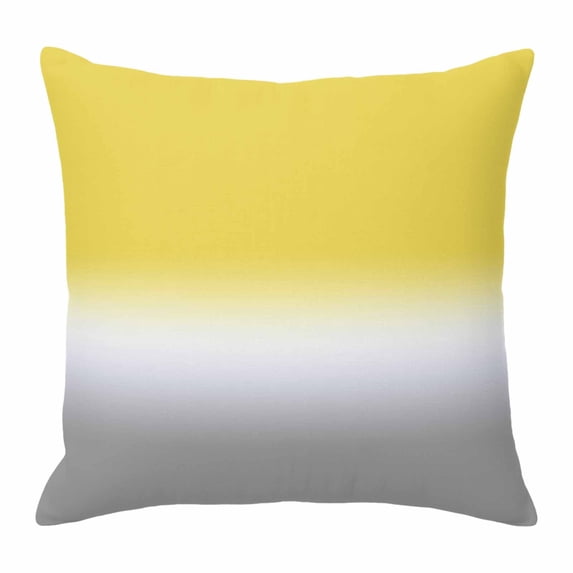 Gradient Color Throw Pillow Cover Yellow to White Greyish Cotton Linen Cushion Cover Throw Pillow Case with Invisible Zipper for Couch Sofa Bed Chair Car 18x18 Inch
