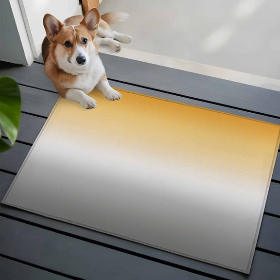 Gradient Color Washable Area Rug 2x3 Yellow Gray Low-Profile Area Rugs with Non Slip Backing Indoor Floor Carpet for Entrance Living Room Bedroom Home Office