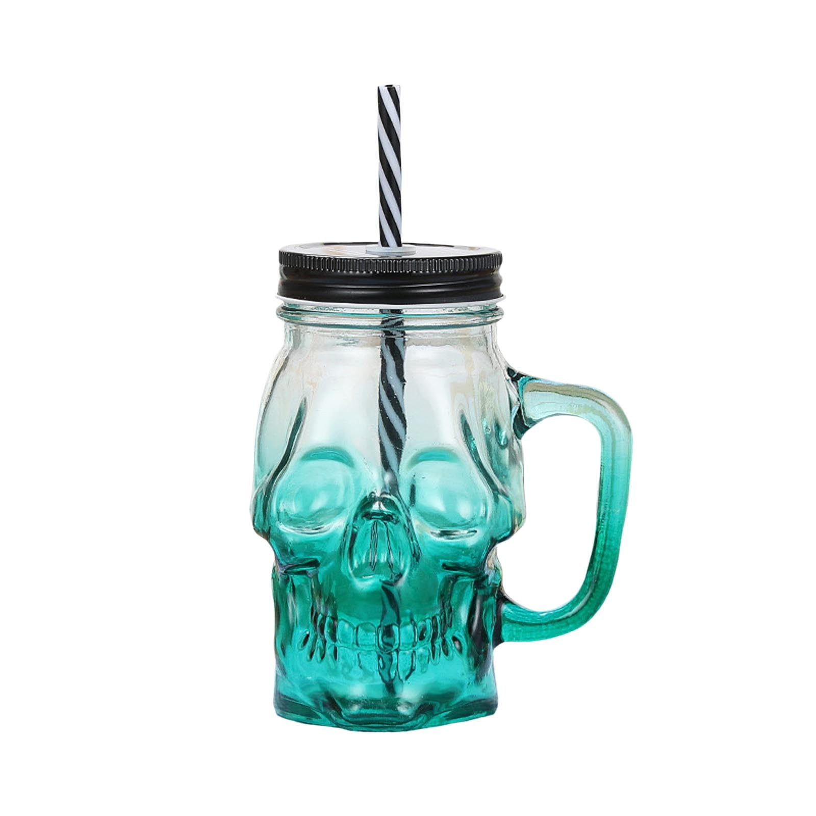 Gradient Colored Glass Cup With Transparent Lid And Straw Cup Leave