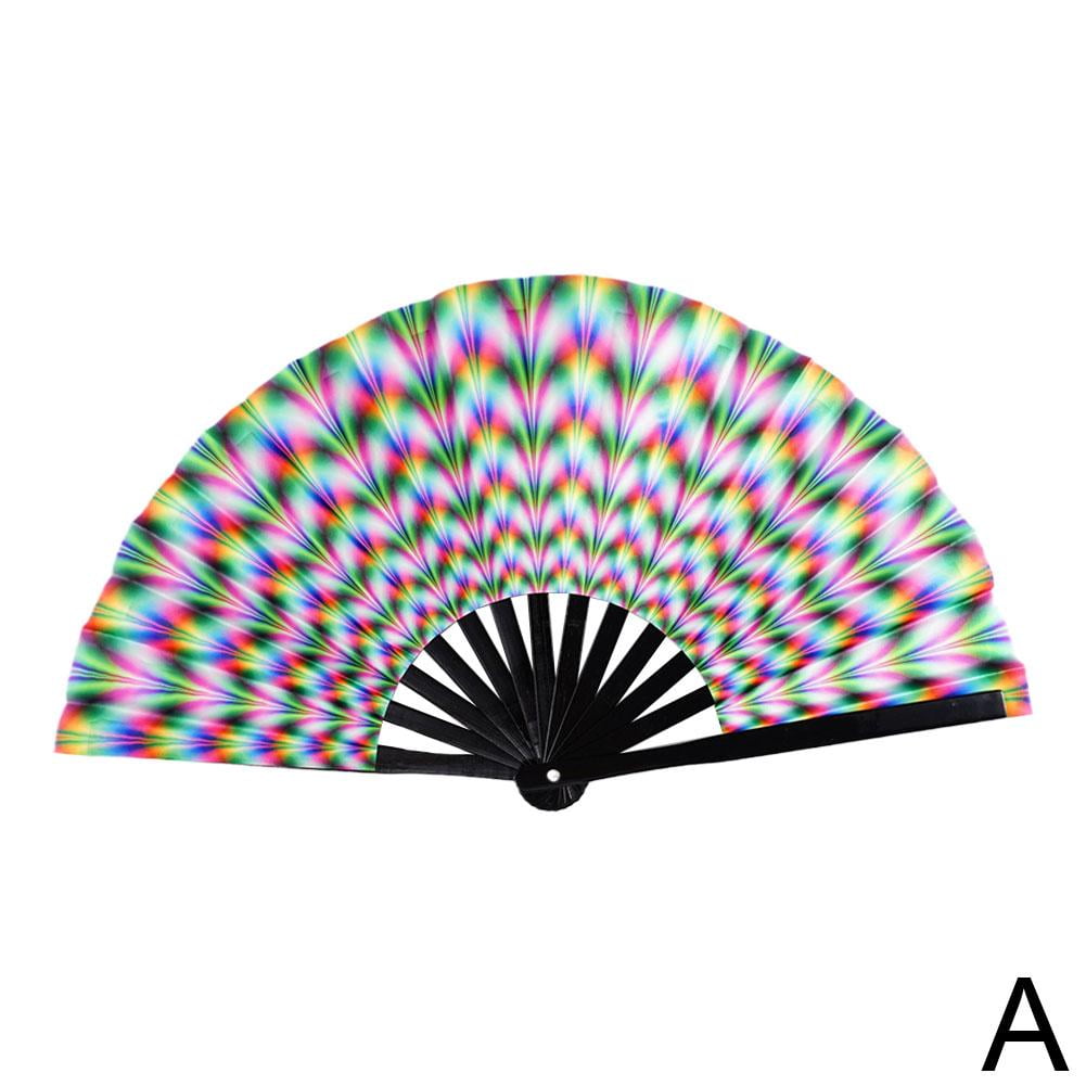 Gradient Colorful Reflective Foldable Fan Soft Fiber Fan| Large Kung Fu ...
