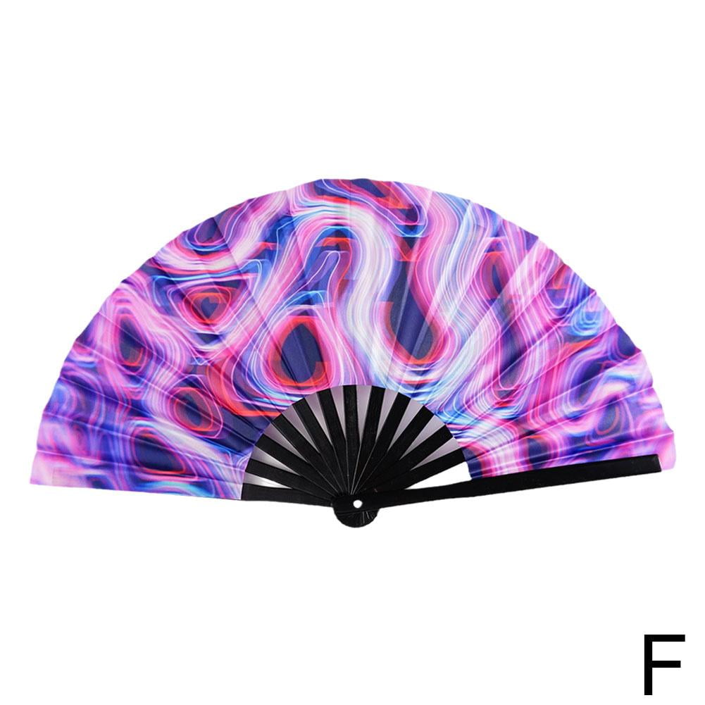 Gradient Colorful Reflective Foldable Fan Soft Fiber Fan| Large Kung Fu ...