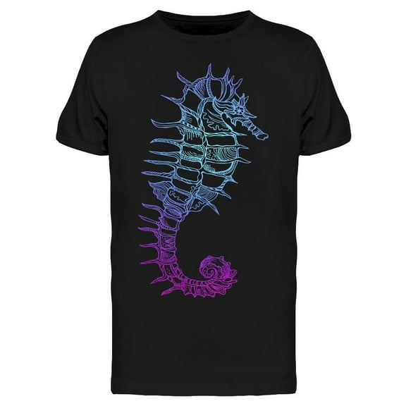 Gradient Colors Seahorse Sketch T-Shirt Men -Image by Shutterstock, Male Small