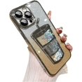 thumbnail image 1 of Gradient Colour Quicksand Cup Phone case with or Without Glitter Paper, electroplated case with Premium Texture for iPhone 15 14 13 12 11 Pro Max Phone Model (Gold 1,iPhone 14 Pro Max), 1 of 8