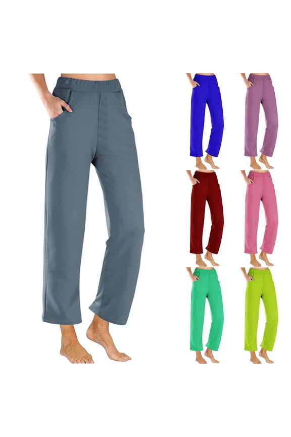 Gradient Cropped Wide Leg Pants, Loose Yoga Beach Pants with Pockets, Summer Casual Palazzo Pants Trousers, Aesthetic Lounge Gifts for Women | CSEONE,Red XL