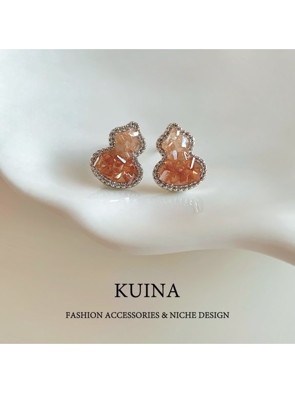 Gradient Crystal Gourd Earrings for Women Niche, Unique, Light Luxury Design Mystical Prosperity-Enhancing Earrings High-End Ear Jewellery