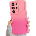 thumbnail image 1 of Gradient Curly Wavy Bright Color Silicone Case Compatible with Samsung Galaxy Case (Galaxy S20 Ultra,Pink-Red), 1 of 7