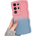 thumbnail image 1 of Gradient Curly Wavy Bright Color Silicone Case Compatible with Samsung Galaxy Case (Galaxy S24 Ultra,Pink-Blue), 1 of 7