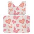 thumbnail image 1 of Gradient Daisy Flower, Hearts And Butterflies Bathroom Rugs, 2 Pieces Bath Rug Mat U Shaped Toilet Rugs, Soft Absorbent Bath Rugs, Machine Washable, Non-Slip Bath Mats For Tub, Shower And Bath Room, 1 of 6