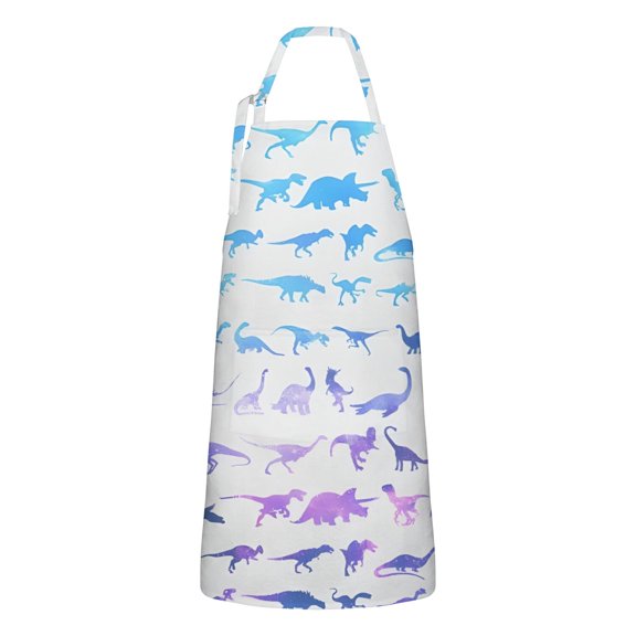 Gradient Dinosaurs Silhouettes Galaxy Apron-Garden Aprons for Women with Pockets-Cotton Linen Waterproof Kitchen Cooking Gardening Aprons Adjustable for Kitchen,Cooking,BBQ and Salon 33x27 Inch
