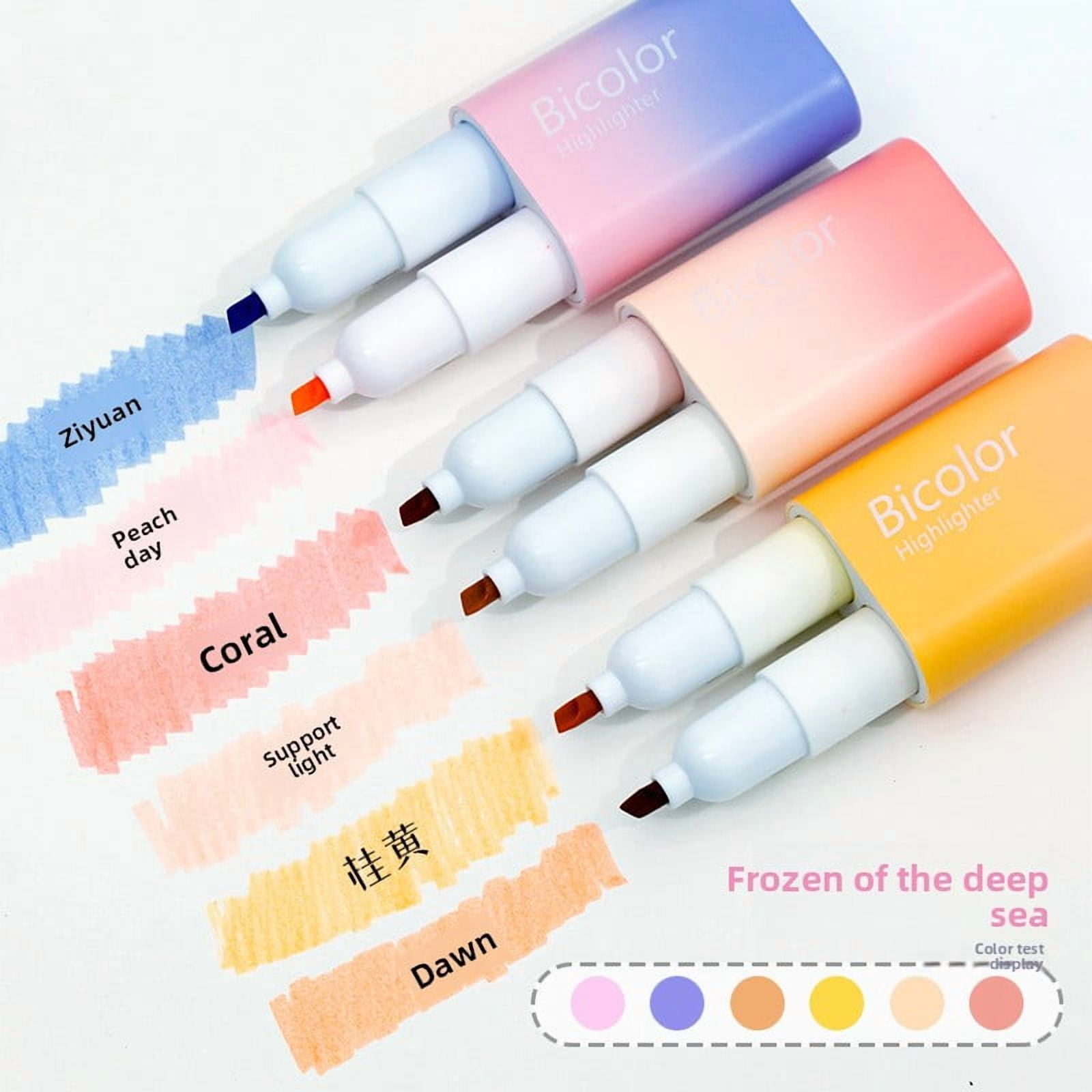 Gradient Dual-Tip Highlighters - 6-Color Set for Note Taking ...