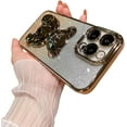 thumbnail image 1 of Gradient Electroplating Glitter Phone Case with Bear Hidden Stand, Cute Phone Case, Simple and Cool for iPhone 1514 13 12 11 Pro Max XS XR X Phone Case (Gold,iPhone Xs Max), 1 of 8