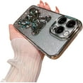 thumbnail image 1 of Gradient Electroplating Glitter Phone Case with Bear Hidden Stand, Cute Phone Case, Simple and Cool for iPhone 1514 13 12 11 Pro Max XS XR X Phone Case (Silver,iPhone 14 Plus), 1 of 8