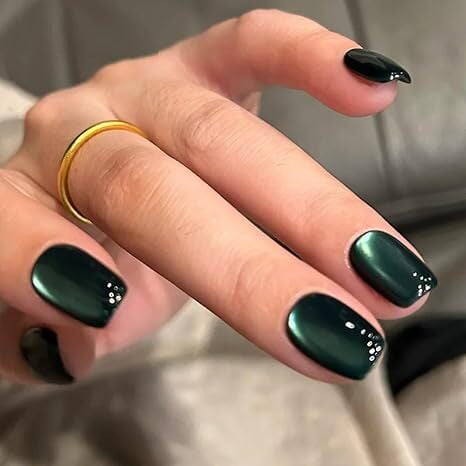 Gradient Emerald Green Cat Eye Press On Nails 1 Pc Halloween Christmas Glam Gift