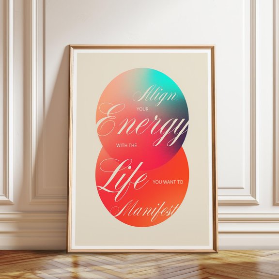 Gradient Energy Alignment Modern Affirmation Artwork, Unframed Paper Poster 8x10in