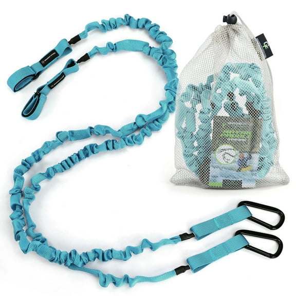 Gradient Fitness 2 Pack Kayak Paddle Leash, 5-8 Feet Stretchable Paddle Strap with Carabiner Secure Leash Lanyard Rope for SUP Kayak Canoe Paddle Fishing Pole Rod (Blue)